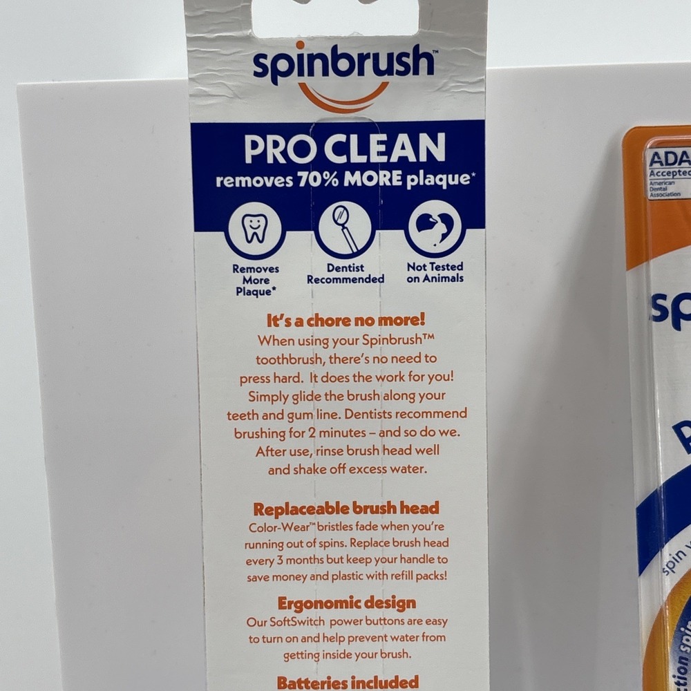 Spinbrush Pro Clean Powered Toothbrush + 2 Replacement Heads Lot New Sealed - Picture 4 of 9